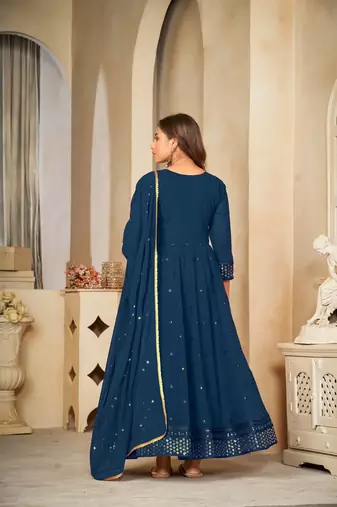 Rama colour ethnic resham embroidered heavy partywear dress