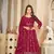 Pink colour ethnic resham embroidered heavy partywear dress