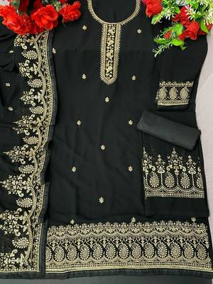 Black Embroidered Georgette Trendy Salwar Suit For Mehndi 3