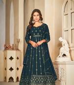 Rama colour ethnic resham embroidered heavy partywear dress