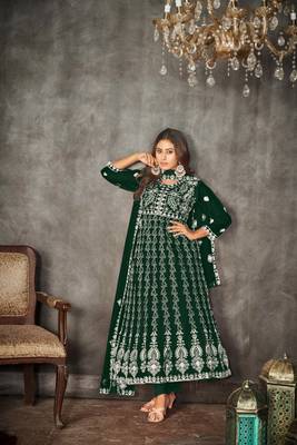 Girlish and smart greencolour beautiful anarkali dress for wedding season 1