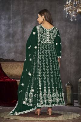 Girlish and smart greencolour beautiful anarkali dress for wedding season 2