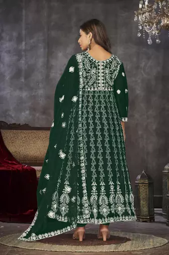Girlish and smart greencolour beautiful anarkali dress for wedding season