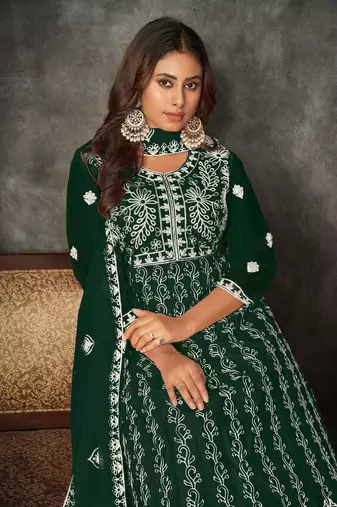 Girlish and smart greencolour beautiful anarkali dress for wedding season