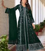 Beautiful green colour heavy embroidered partywear salwar suit