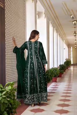 Beautiful green colour heavy embroidered partywear salwar suit 2