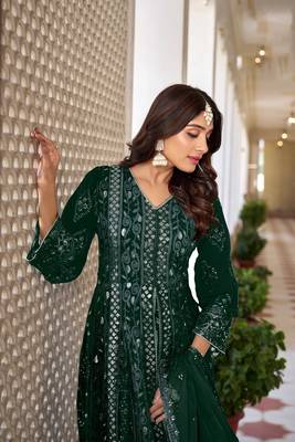 Beautiful green colour heavy embroidered partywear salwar suit 3