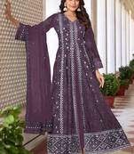 Beautiful mouve colour heavy embroidered partywear salwar suit