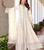Beautiful white colour heavy embroidered partywear salwar suit