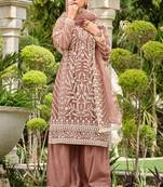 Fawn colour smart palazzo dress for girlish festive looks