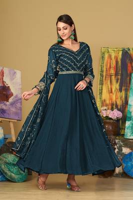 Rama colour partywear georgette partywear anarkali dress 1