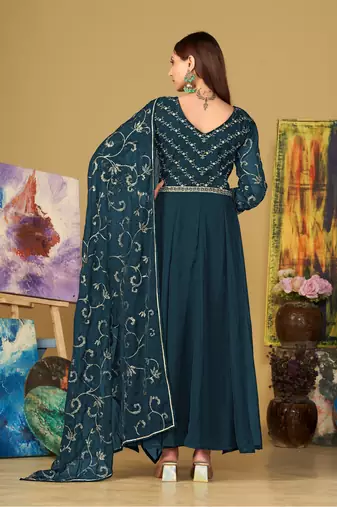 Rama colour partywear georgette partywear anarkali dress