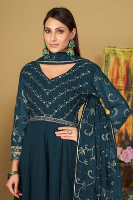 Rama colour partywear georgette partywear anarkali dress 3