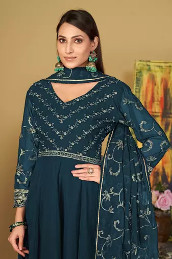 Rama colour partywear georgette partywear anarkali dress