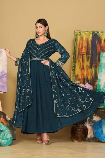 Rama colour partywear georgette partywear anarkali dress