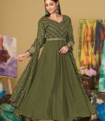 Mahendi colour designer partywear georgette partywear anarkali dress