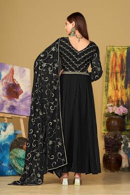 Black colour partywear georgette partywear anarkali dress 2