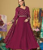 Dark pink colour partywear georgette partywear anarkali dress
