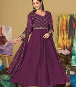 Purple colour designer partywear georgette partywear anarkali dress