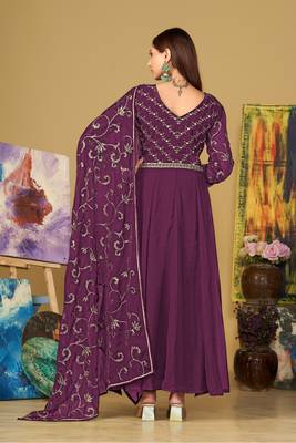 Purple colour partywear georgette partywear anarkali dress 2