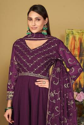 Purple colour partywear georgette partywear anarkali dress 3