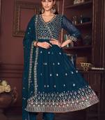 Smartly designed rama colour partywear anarkali dress