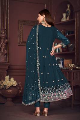 Smartly designed rama colour partywear anarkali dress 2