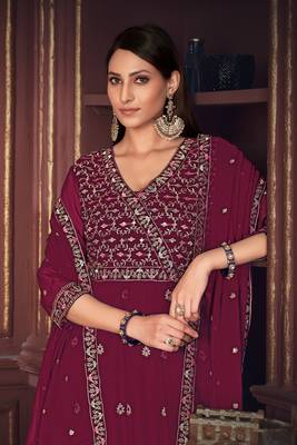 Smartly designed dark pink colour partywear anarkali dress 3