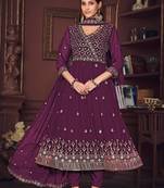 Smartly designed purple colour partywear anarkali dress