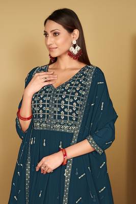 Smartly designed rama colour partywear anarkali dress 3