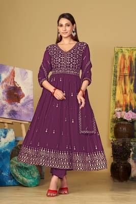 Smartly designed purple colour partywear anarkali dress 1