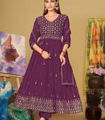 Smartly designed purple colour partywear anarkali dress