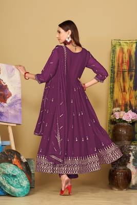 Smartly designed purple colour partywear anarkali dress 2