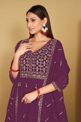 Smartly designed purple colour partywear anarkali dress 3