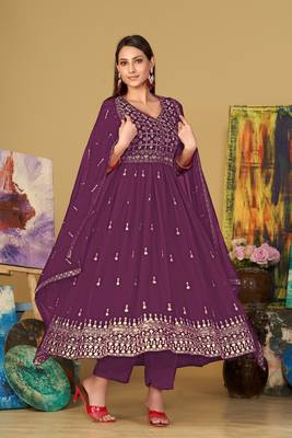 Smartly designed purple colour partywear anarkali dress 4