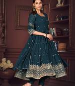 Rama colour heavy designer embroidered partywear anarkali suit