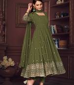 Mahendi colour heavy embroidered partywear anarkali suit