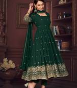 Green colour heavy embroidered partywear anarkali suit