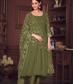 Mahendi colour heavy embroidered partywear anarkali suit