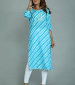 Women's stylish printed cotton blend laheriya kurti