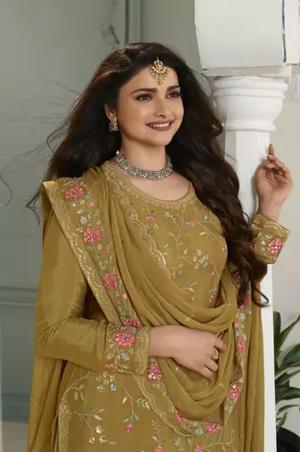 Ethnic and stylish mustard colour sharara dress for festive season