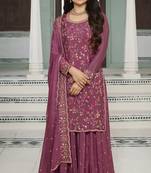 Ethnic and stylish pink colour sharara dress for festive season