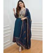 Alvano blue a-line suit set for women's and girls rayon