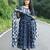 Anarkali kurti with pant and dupatta set for women and girls printed cotton (blue)