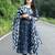 Anarkali kurti with pant and dupatta set for women and girls printed cotton (blue)