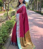 Pink Soft Kashmiri Silk Zari Woven Saree