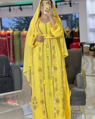 Bright Yellow Kaftan for Wedding 3