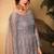 Grey Embroidered Net Semi Stitched Anarakali Suit Up To 42" Size