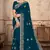 Teal blue heavy coding embroidery work georgette saree