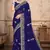 Navy blue heavy coding embroidery work georgette saree